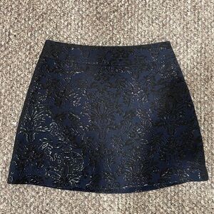 Abercrombie & Fitch Navy Brocade A-Line Skirt